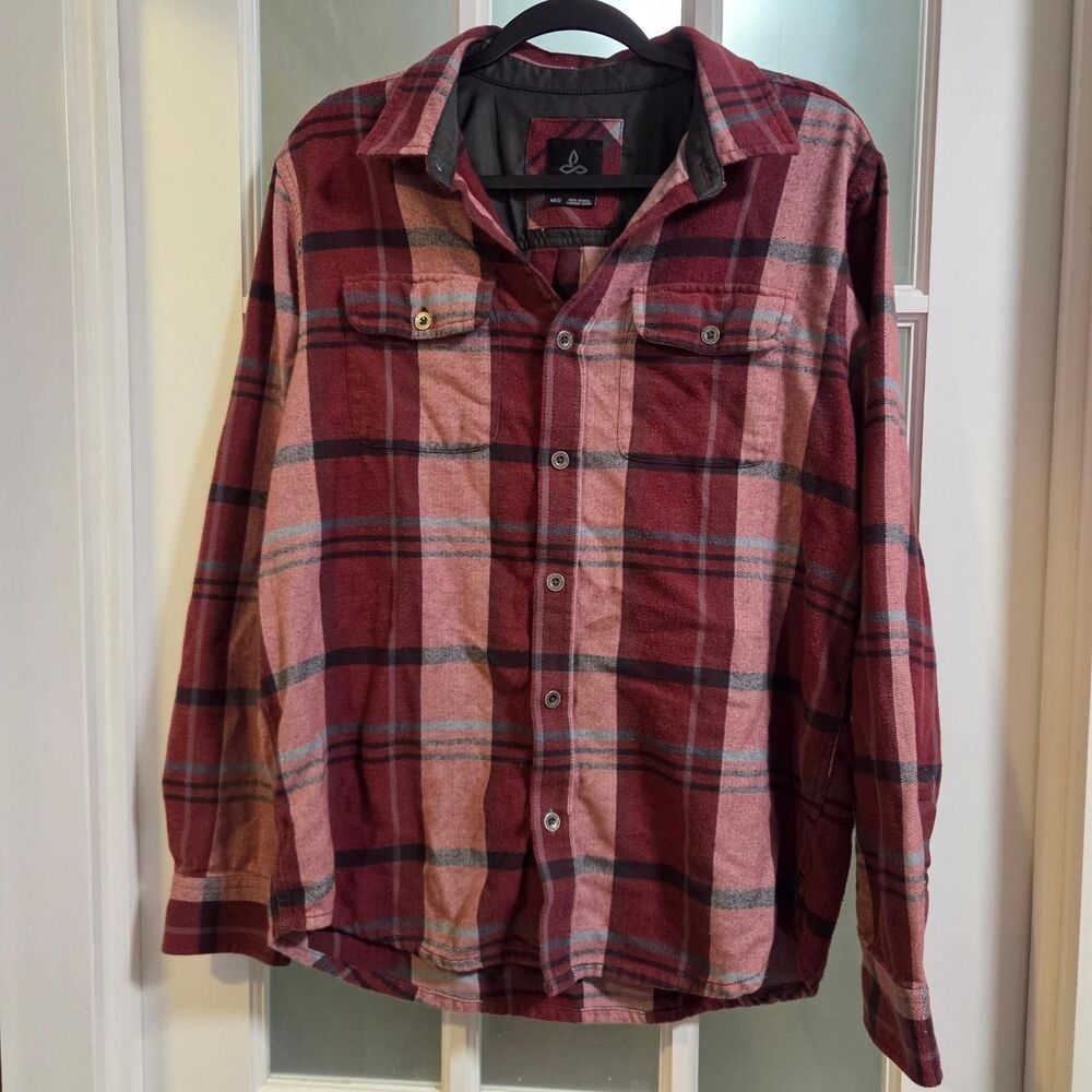 Prana Men's Red and Burgundy Shirt